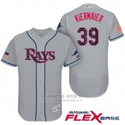 Camiseta Beisbol Hombre Tampa Bay Rays 2017 Estrellas y Rayas Kevin Kiermaier Gris Flex Base