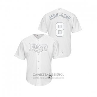 Camiseta Beisbol Hombre Tampa Bay Rays Brandon Lowe 2019 Players Weekend Replica Blanco