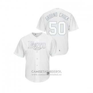 Camiseta Beisbol Hombre Tampa Bay Rays Charlie Morton 2019 Players Weekend Replica Blanco