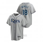 Camiseta Beisbol Hombre Tampa Bay Rays Joey Wendle Road Replica Gris