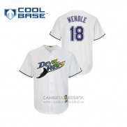 Camiseta Beisbol Hombre Tampa Bay Rays Joey Wendle Turn Back The Clock Cool Base Blanco