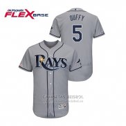 Camiseta Beisbol Hombre Tampa Bay Rays Matt Duffy 150th Aniversario Patch Autentico Flex Base Gris