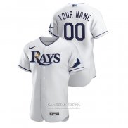 Camiseta Beisbol Hombre Tampa Bay Rays Personalizada Authentic Blanco