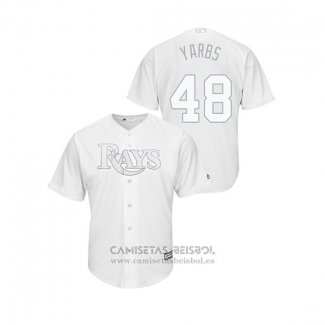 Camiseta Beisbol Hombre Tampa Bay Rays Ryan Yarbrough 2019 Players Weekend Replica Blanco