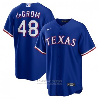 Camiseta Beisbol Hombre Texas Rangers Jacob deGrom Segunda Replica Azul