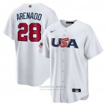 Camiseta Beisbol Hombre USA 2023 Nolan Arenado Replica Blanco
