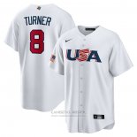 Camiseta Beisbol Hombre USA 2023 Trea Turner Replica Blanco
