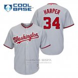 Camiseta Beisbol Hombre Washington Nationals Bryce Harper 34 Gris Cool Base