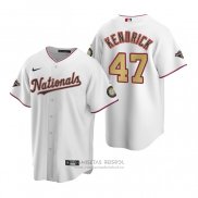 Camiseta Beisbol Hombre Washington Nationals Howie Kendrick Gold-Trimmed Championship Replica Blanco