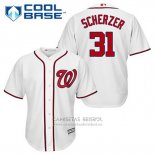 Camiseta Beisbol Hombre Washington Nationals Max Scherzer 31 Blanco Primera Cool Base