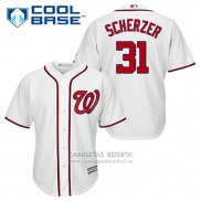 Camiseta Beisbol Hombre Washington Nationals Max Scherzer 31 Blanco Primera Cool Base