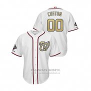 Camiseta Beisbol Hombre Washington Nationals Personalizada 2019 Gold Program Cool Base Blanco