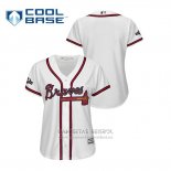 Camiseta Beisbol Mujer Atlanta Braves 2019 Postemporada Cool Base Blanco