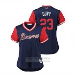 Camiseta Beisbol Mujer Atlanta Braves Adam Duvall 2018 LLWS Players Weekend Duvy Azul