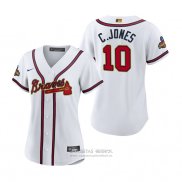 Camiseta Beisbol Mujer Atlanta Braves Chipper Jones 2022 Gold Program Replica Blanco