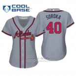 Camiseta Beisbol Mujer Atlanta Braves Mike Soroka Cool Base Road 2019 Gris