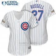 Camiseta Beisbol Mujer Chicago Cubs 2017 Postemporada 27 Addison Russell Blanco Cool Base