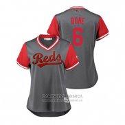 Camiseta Beisbol Mujer Cincinnati Reds Billy Hamilton 2018 LLWS Players Weekend Bone Gris