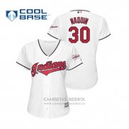 Camiseta Beisbol Mujer Cleveland Indians Tyler Naquin 2019 All Star Patch Cool Base Blanco