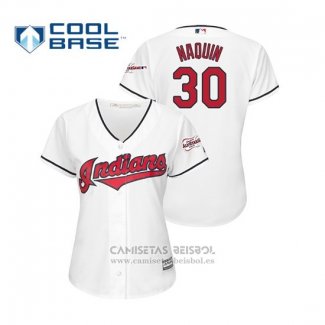 Camiseta Beisbol Mujer Cleveland Indians Tyler Naquin 2019 All Star Patch Cool Base Blanco