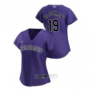 Camiseta Beisbol Mujer Colorado Rockies Charlie Blackmon 2020 Replica Alterno Violeta