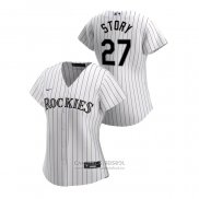 Camiseta Beisbol Mujer Colorado Rockies Trevor Story 2020 Replica Primera Blanco