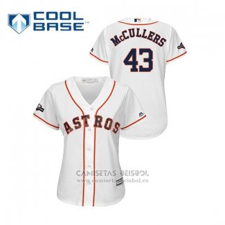 Camiseta Beisbol Mujer Houston Astros Lance Mccullers 2019 Postemporada Cool Base Blanco