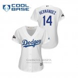 Camiseta Beisbol Mujer Los Angeles Dodgers Enrique Hernandez 2019 Postemporada Cool Base Blanco