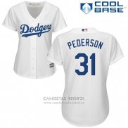 Camiseta Beisbol Mujer Los Angeles Dodgers Joc Pederson Cool Base Blanco