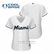 Camiseta Beisbol Mujer Miami Marlins Cool Base Primera Personalizada 2019 Blanco