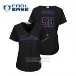 Camiseta Beisbol Mujer Miami Marlins Dan Straily Cool Base Alterno 2019 Negro