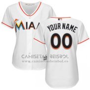 Camiseta Beisbol Mujer Miami Marlins Personalizada Blanco