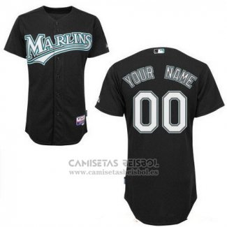 Camiseta Beisbol Mujer Miami Marlins Personalizada Negro