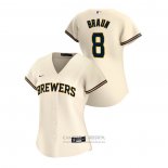 Camiseta Beisbol Mujer Milwaukee Brewers Ryan Braun 2020 Replica Primera Crema