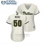 Camiseta Beisbol Mujer Philadelphia Phillies Hector Neris 2018 Dia de los Caidos Cool Base Crema