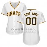 Camiseta Beisbol Mujer Pittsburgh Pirates Personalizada Blanco