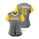 Camiseta Beisbol Mujer San Diego Padres Luis Perdomo 2018 LLWS Players Weekend El Chamaquito Gris