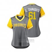 Camiseta Beisbol Mujer San Diego Padres Luis Perdomo 2018 LLWS Players Weekend El Chamaquito Gris