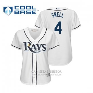 Camiseta Beisbol Mujer Tampa Bay Rays Blake Snell Cool Base Primera 2019 Blanco