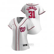 Camiseta Beisbol Mujer Washington Nationals Max Scherzer 2020 Replica Primera Blanco