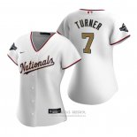 Camiseta Beisbol Mujer Washington Nationals Trea Turner 2020 Gold Program Replica Blanco