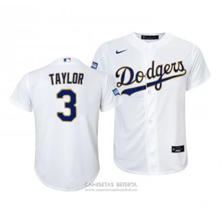 Camiseta Beisbol Nino Los Angeles Dodgers Chris Taylor 2021 Gold Program Replica Blanco