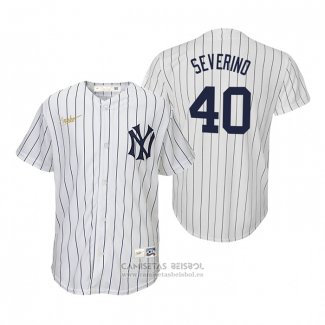 Camiseta Beisbol Nino New York Yankees Luis Severino Cooperstown Collection Primera Blanco