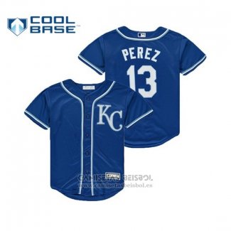 Camiseta Beisbol Nino Royals Salvador Perez Cool Base Replica Alterno Azul