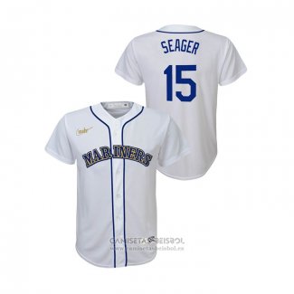 Camiseta Beisbol Nino Seattle Mariners Kyle Seager Cooperstown Collection Primera Blanco