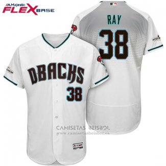 Camiseta Beisbol Hombre Arizona Diamondbacks 2017 Postemporada 38 Robbie Ray Blanco Flex Base