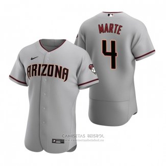 Camiseta Beisbol Hombre Arizona Diamondbacks Ketel Marte Autentico 2020 Road Gris