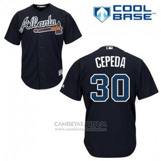 Camiseta Beisbol Hombre Atlanta Braves 30 Orlando Cepeda Azul Alterno Cool Base