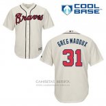 Camiseta Beisbol Hombre Atlanta Braves 31 Greg Maddux Crema Alterno Cool Base