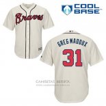 Camiseta Beisbol Hombre Atlanta Braves 31 Greg Maddux Crema Alterno Cool Base